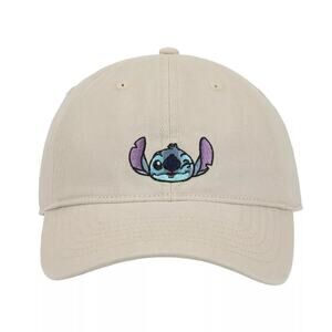 Disney Stitch Embroidery Dad Cap Size 1 Beige Winky Face Strapback Baseball